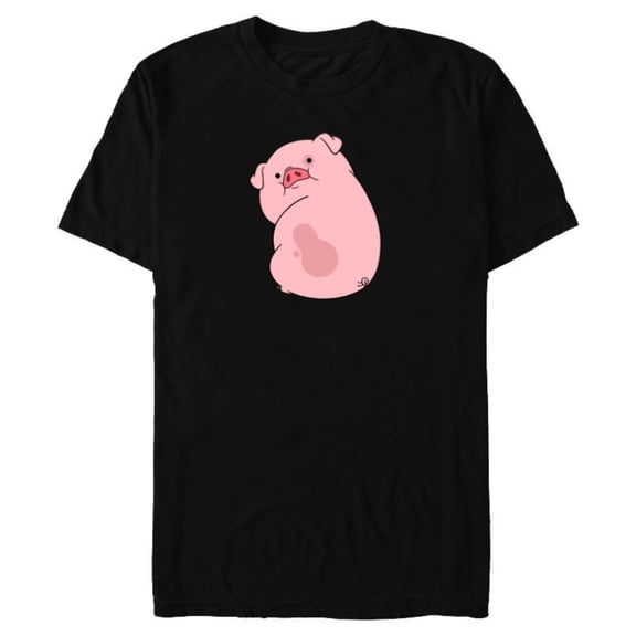 Disney Channel Gravity Falls Waddles the Pig - Short Sleeve Blended T-Shirt for Adults -Customized-Black