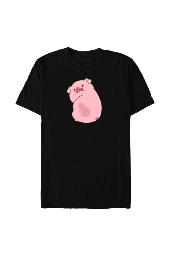 Channel Gravity Falls Waddles the Pig - Short Sleeve Blended T-Shirt for Adults -Customized-Black