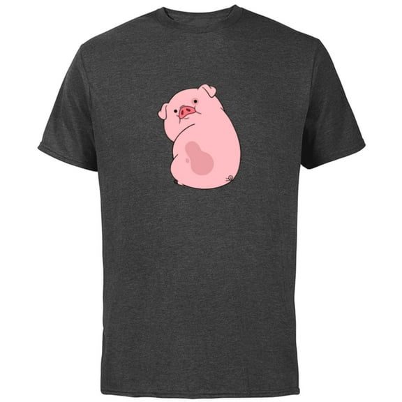 Disney Channel Gravity Falls Waddles the Pig - Short Sleeve Cotton T-Shirt for Adults -Customized-Charcoal