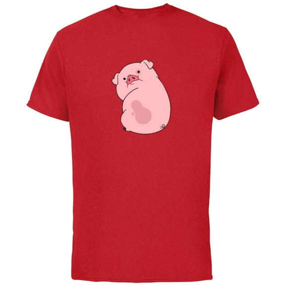 Disney Channel Gravity Falls Waddles the Pig - Short Sleeve Cotton T-Shirt for Adults -Customized-Red