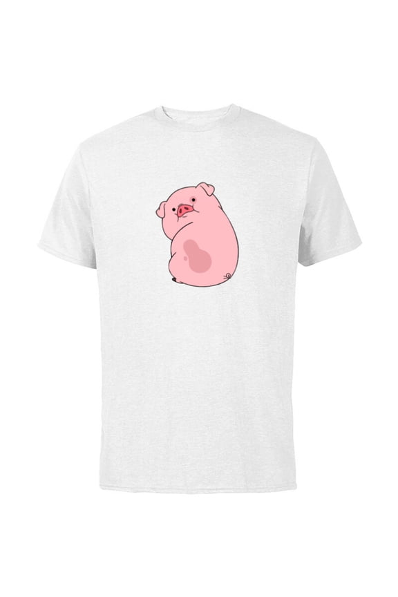 Channel Gravity Falls Waddles the Pig - Short Sleeve Cotton T-Shirt for Adults -Customized-White