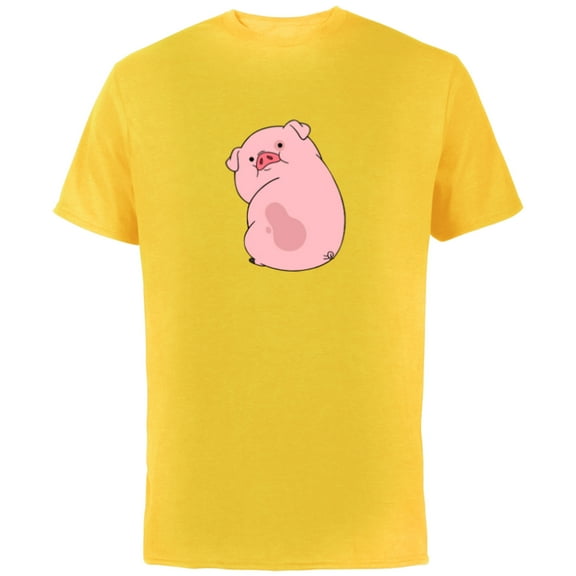 Disney Channel Gravity Falls Waddles the Pig - Short Sleeve Cotton T-Shirt for Adults -Customized-Yellow