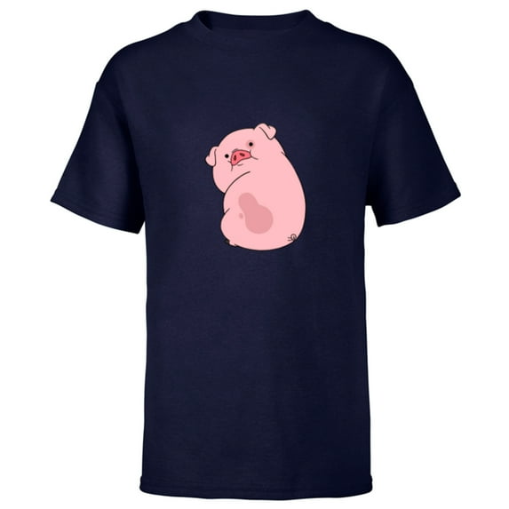 Disney Channel Gravity Falls Waddles the Pig - Short Sleeve T-Shirt for Kids -Customized-Navy