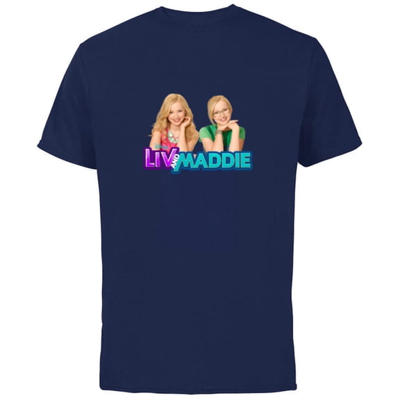 Disney Channel Liv and Maddie - Short Sleeve Cotton T-Shirt for Adults - Customized-Navy