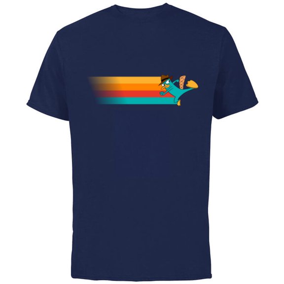 Disney Channel Phineas and Ferb Perry the Platypus - Short Sleeve Cotton T-Shirt for Adults- Customized-Navy