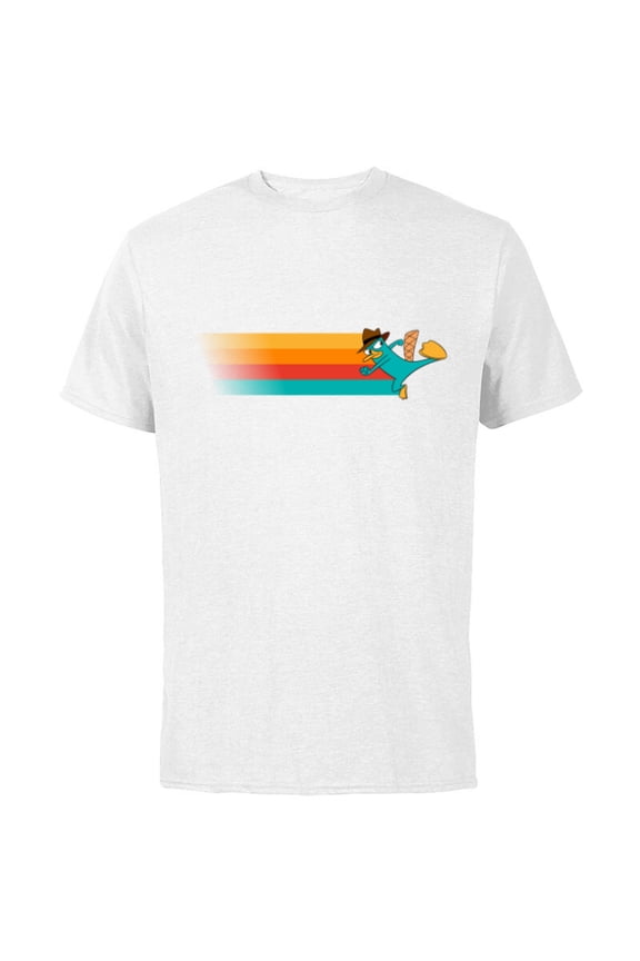 Channel Phineas and Ferb Perry the Platypus - Short Sleeve Cotton T-Shirt for Adults- Customized-White