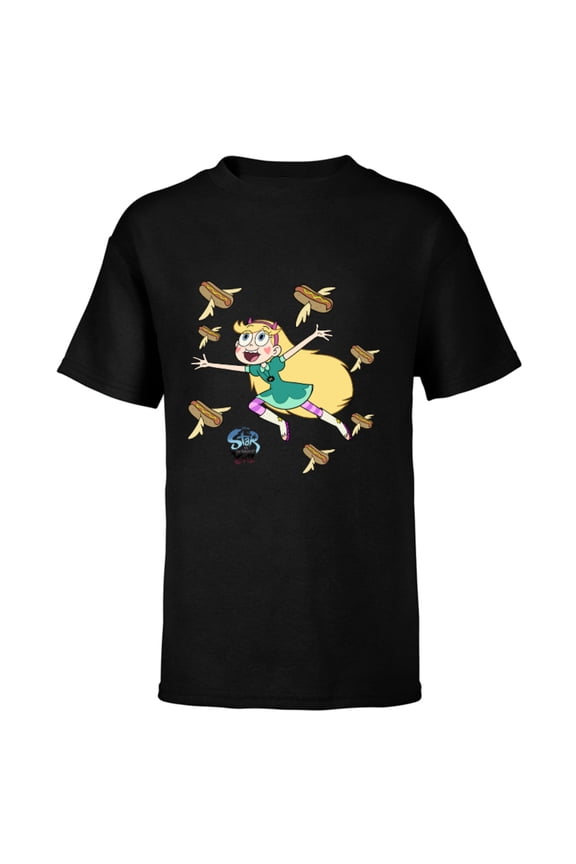 Channel Star vs. The Forces of Evil Hot Dog - Short Sleeve T-Shirt for Kids - Customized-Black
