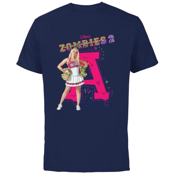 Disney Channel Zombies 2 Addison Cheer A - Short Sleeve Cotton T-Shirt for Adults- Customized-Navy