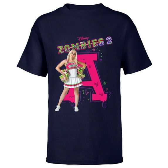 Disney Channel Zombies 2 Addison Cheer A - Short Sleeve T-Shirt for Kids- Customized-Navy