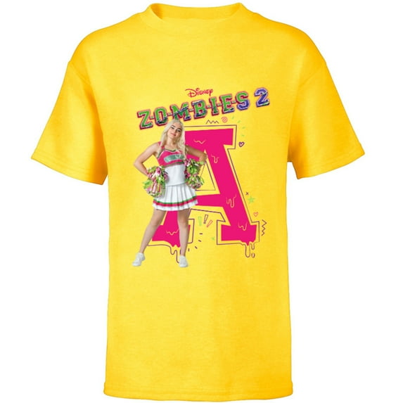Disney Channel Zombies 2 Addison Cheer A - Short Sleeve T-Shirt for Kids- Customized-Yellow