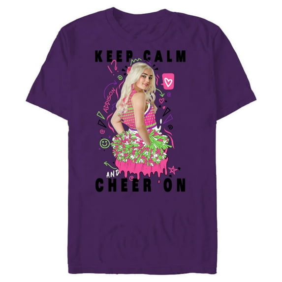 Disney Channel Zombies 2 Addison Keep Calm and Cheer On - Short Sleeve Blended T-Shirt for Adults- Customized-Purple