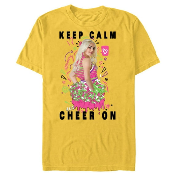 Disney Channel Zombies 2 Addison Keep Calm and Cheer On - Short Sleeve Blended T-Shirt for Adults- Customized-Yellow