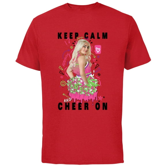 Disney Channel Zombies 2 Addison Keep Calm and Cheer On - Short Sleeve Cotton T-Shirt for Adults- Customized-Red