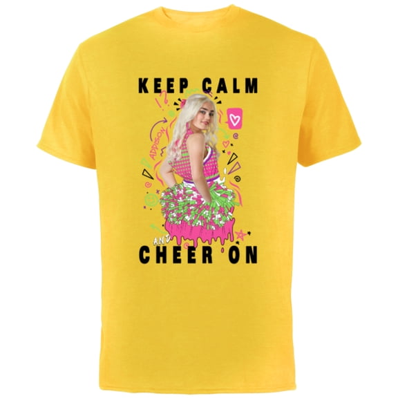 Disney Channel Zombies 2 Addison Keep Calm and Cheer On - Short Sleeve Cotton T-Shirt for Adults- Customized-Yellow