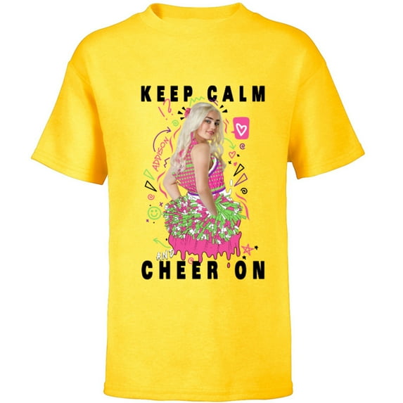 Disney Channel Zombies 2 Addison Keep Calm and Cheer On - Short Sleeve T-Shirt for Kids- Customized-Yellow