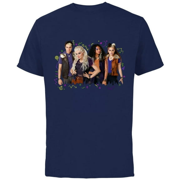 Disney Channel Zombies 2 Addison and Werewolves - Short Sleeve Cotton T-Shirt for Adults- Customized-Navy