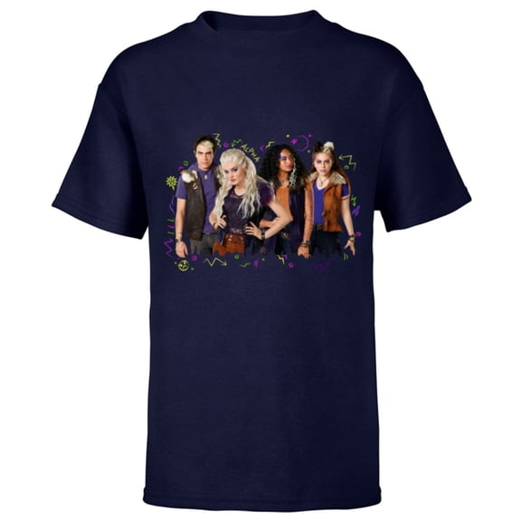 Disney Channel Zombies 2 Addison and Werewolves - Short Sleeve T-Shirt for Kids- Customized-Navy
