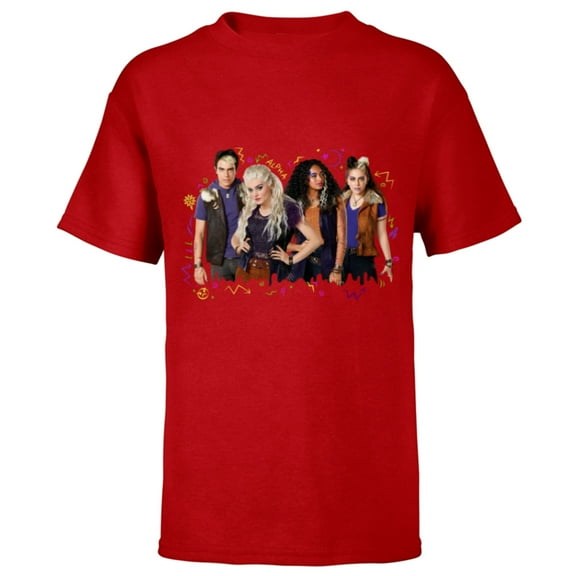 Disney Channel Zombies 2 Addison and Werewolves - Short Sleeve T-Shirt for Kids- Customized-Red