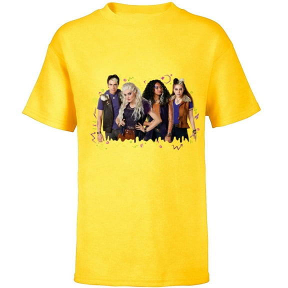 Disney Channel Zombies 2 Addison and Werewolves - Short Sleeve T-Shirt for Kids- Customized-Yellow
