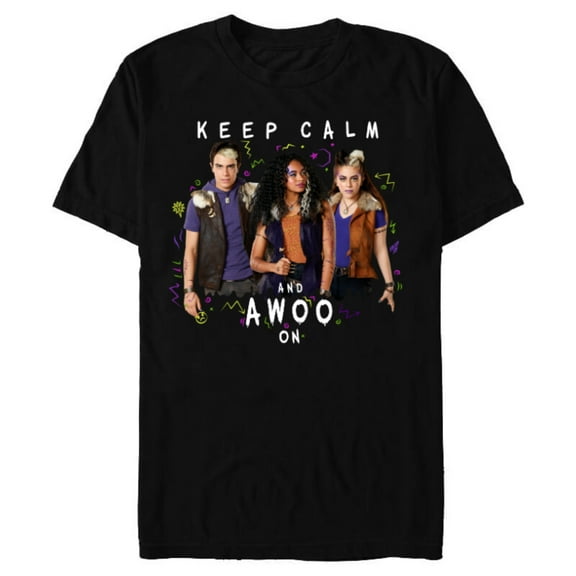 Disney Channel Zombies 2 Keep Calm and Awoo On - Short Sleeve Blended T-Shirt for Adults- Customized-Black