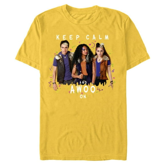 Disney Channel Zombies 2 Keep Calm and Awoo On - Short Sleeve Blended T-Shirt for Adults- Customized-Yellow