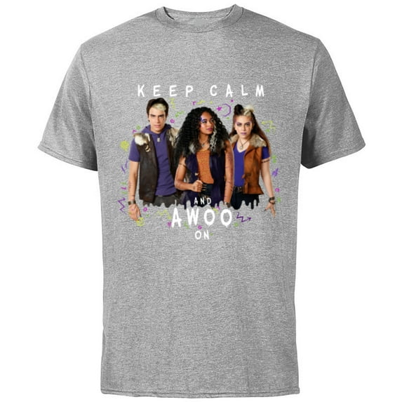 Disney Channel Zombies 2 Keep Calm and Awoo On - Short Sleeve Cotton T-Shirt for Adults- Customized-Athletic Heather