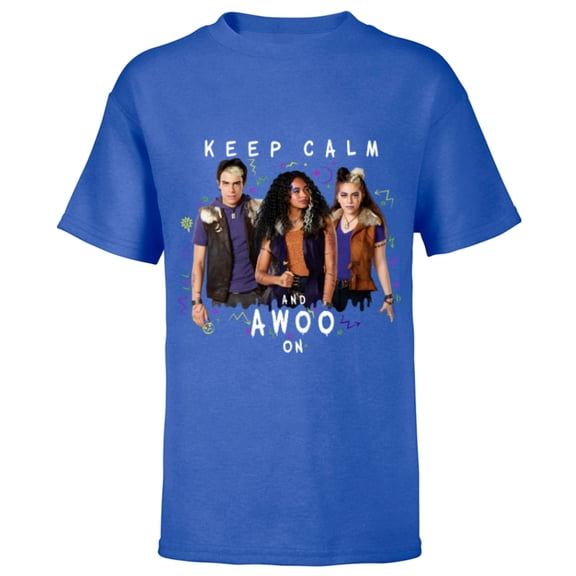 Disney Channel Zombies 2 Keep Calm and Awoo On - Short Sleeve T-Shirt for Kids- Customized-Royal