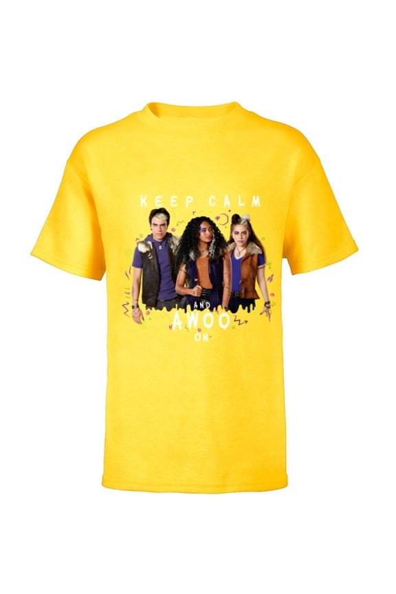 Channel Zombies 2 Keep Calm and Awoo On - Short Sleeve T-Shirt for Kids- Customized-Yellow