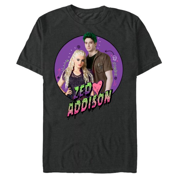 Disney Channel Zombies 2 Zed and Addison Love - Short Sleeve Blended T-Shirt for Adults- Customized-Dark Heather