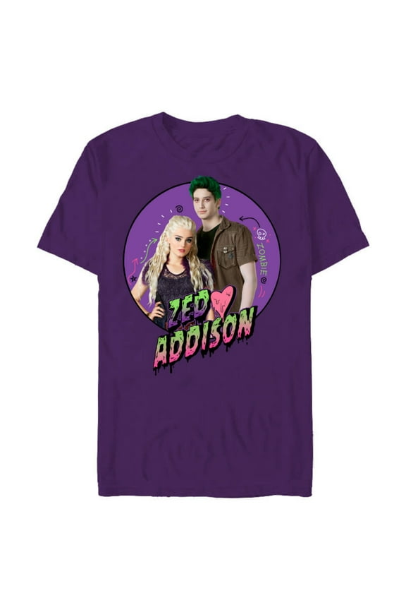 Channel Zombies 2 Zed and Addison Love - Short Sleeve Blended T-Shirt for Adults- Customized-Purple