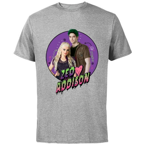 Disney Channel Zombies 2 Zed and Addison Love - Short Sleeve Cotton T-Shirt for Adults- Customized-Athletic Heather