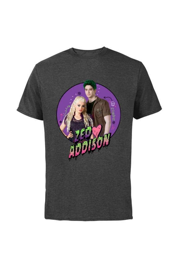 Channel Zombies 2 Zed and Addison Love - Short Sleeve Cotton T-Shirt for Adults- Customized-Charcoal