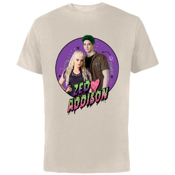 Disney Channel Zombies 2 Zed and Addison Love - Short Sleeve Cotton T-Shirt for Adults- Customized-Natural