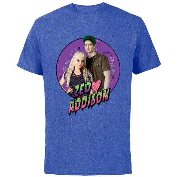 Disney Channel Zombies 2 Zed and Addison Love - Short Sleeve Cotton T-Shirt for Adults- Customized-Royal Heather