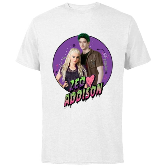 Disney Channel Zombies 2 Zed and Addison Love - Short Sleeve Cotton T-Shirt for Adults- Customized-White