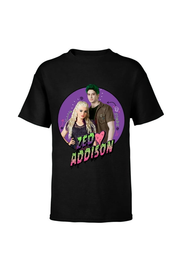 Channel Zombies 2 Zed and Addison Love - Short Sleeve T-Shirt for Kids- Customized-Black
