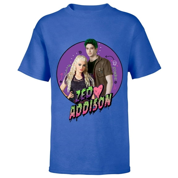 Disney Channel Zombies 2 Zed and Addison Love  - Short Sleeve T-Shirt for Kids- Customized-Royal