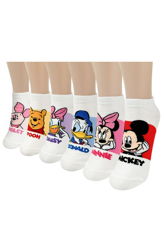 Character Ankle Socks 6 Pairs Set , Mickey Minnie Donald Daisy Pluto, Multicolor Set Collection