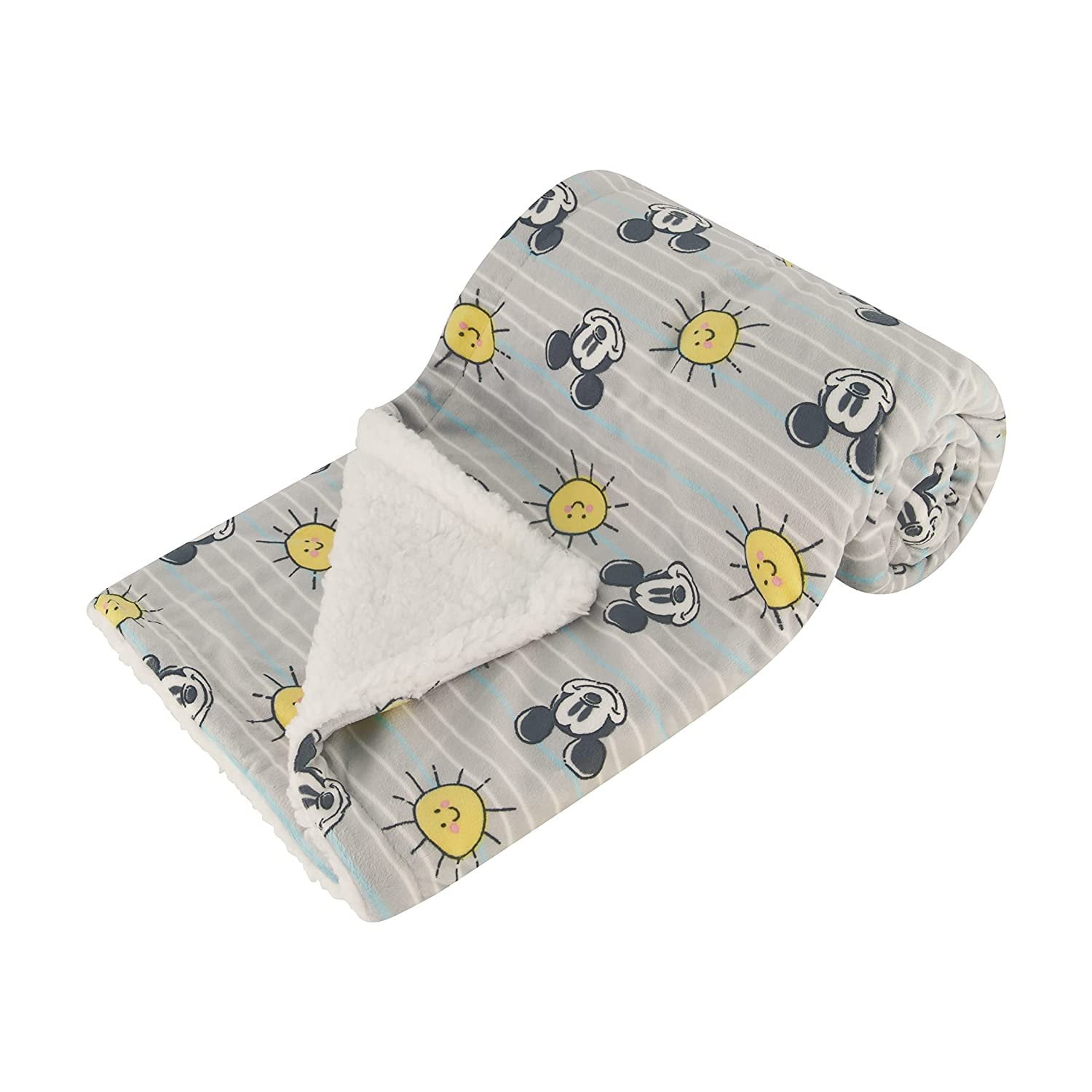 Disney Character Fuzzy Double Sided Mink and Sherpa Baby Blanket, UltraSoft and Plush Mink