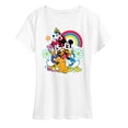 thumbnail image 1 of Disney - Character Group Rainbow Flower - Women's Short Sleeve Graphic T-Shirt, 1 of 5