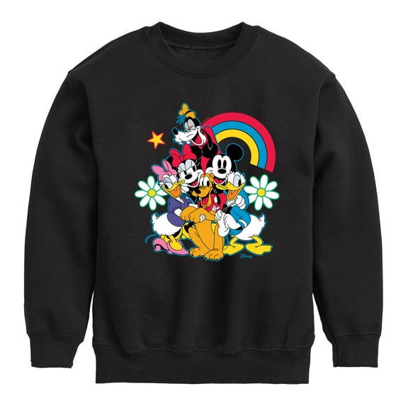 Disney - Character Group Rainbow Flower - Youth Crewneck Fleece Sweatshirt