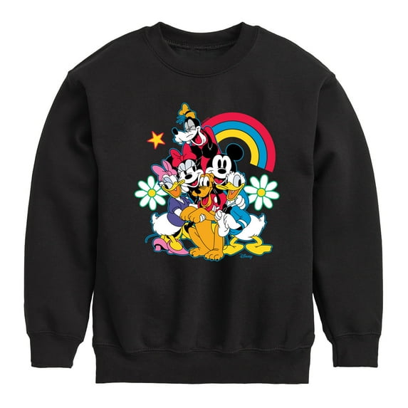 Disney - Character Group Rainbow Flower - Youth Crewneck Fleece Sweatshirt