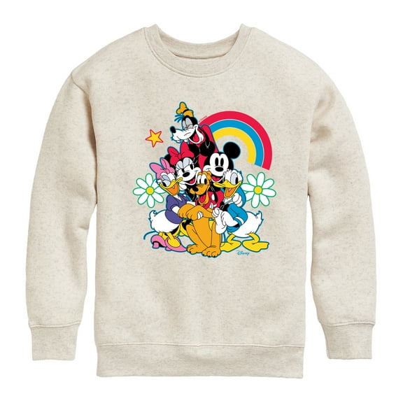Disney - Character Group Rainbow Flower - Youth Crewneck Fleece Sweatshirt