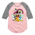 thumbnail image 1 of Disney - Character Group Rainbow Flower - Youth Girls Raglan Graphic T-Shirt, 1 of 5
