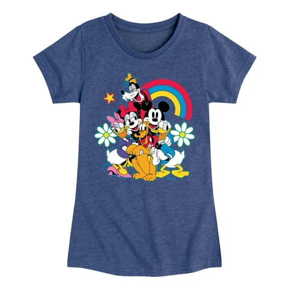 Disney - Character Group Rainbow Flower - Youth Girls Short Sleeve Graphic T-Shirt