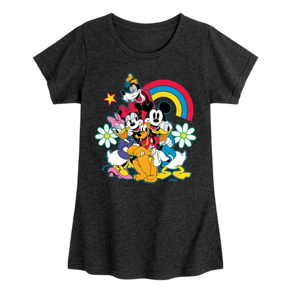 Disney - Character Group Rainbow Flower - Youth Girls Short Sleeve Graphic T-Shirt