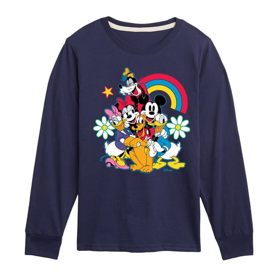 Disney - Character Group Rainbow Flower - Youth Long Sleeve Graphic T-Shirt