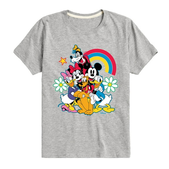 Disney - Character Group Rainbow Flower - Youth Short Sleeve Graphic T-Shirt
