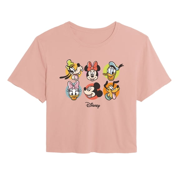 Disney - Character Heads - Juniors Cropped Graphic T-Shirt