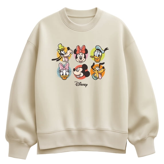 Disney - Character Heads Women's Oversized Fleece Crew Sweatshirt